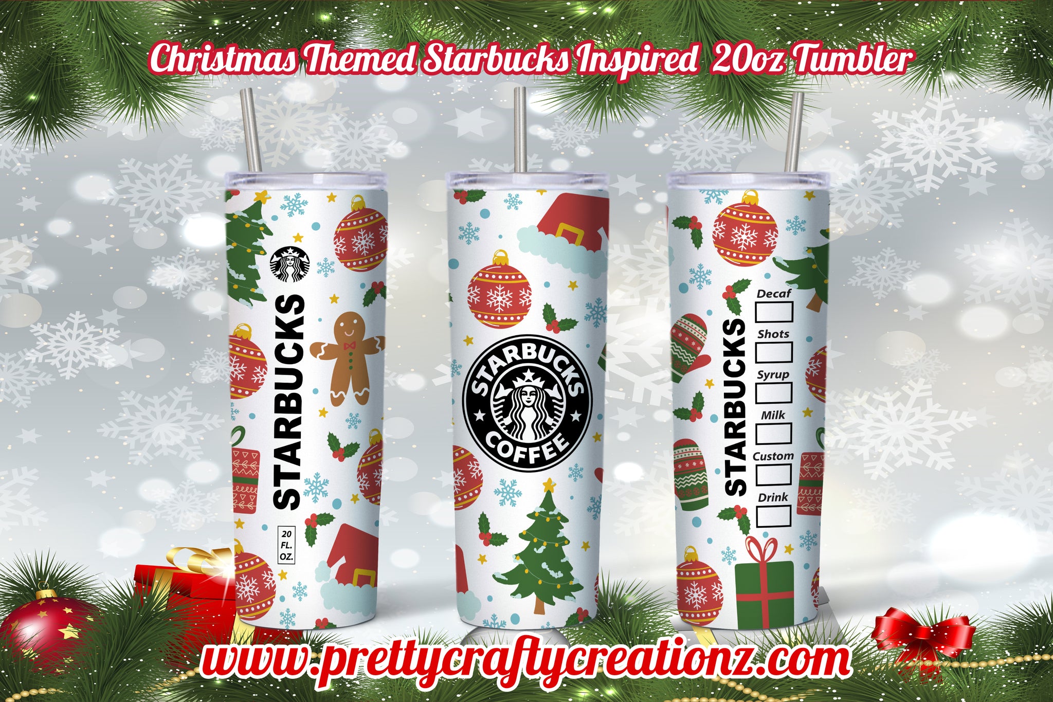 Christmas Themed Starbucks Inspired Tumbler
