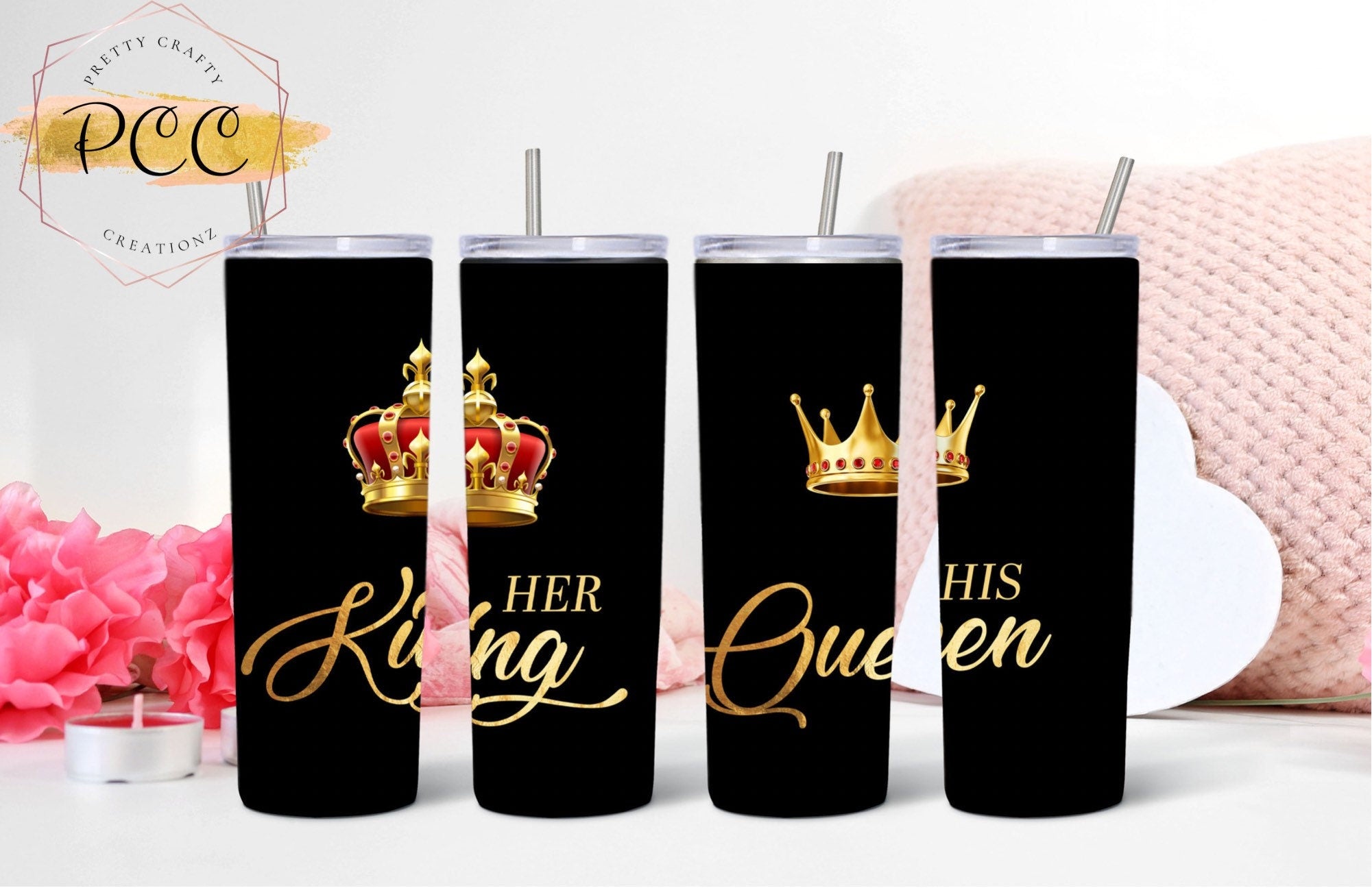 King and Queen matching 20 ounce Skinny Tumbler