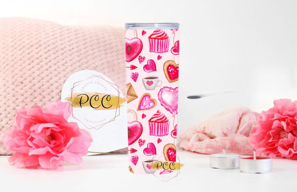 Valentines Day 20 ounce Skinny tumbler freeshipping - Pretty Crafty Creationz