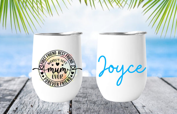 Personalized Mother's Day Wine Tumbler | Wine Glass | Stemless Wine Tumbler | Mother's Day Gift - Pretty Crafty Creationz