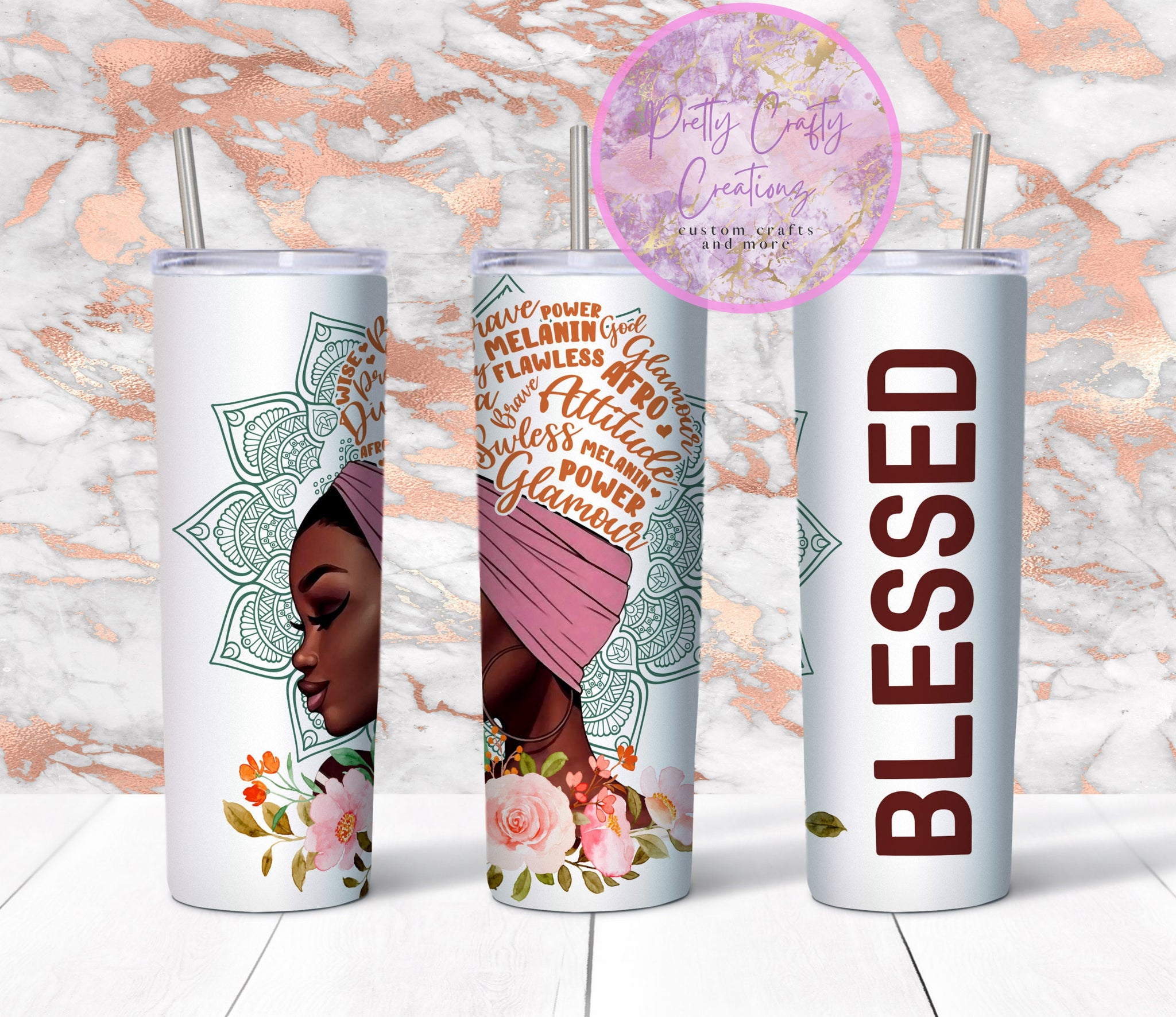 Blessed Black Woman 20 ounce Skinny Tumbler
