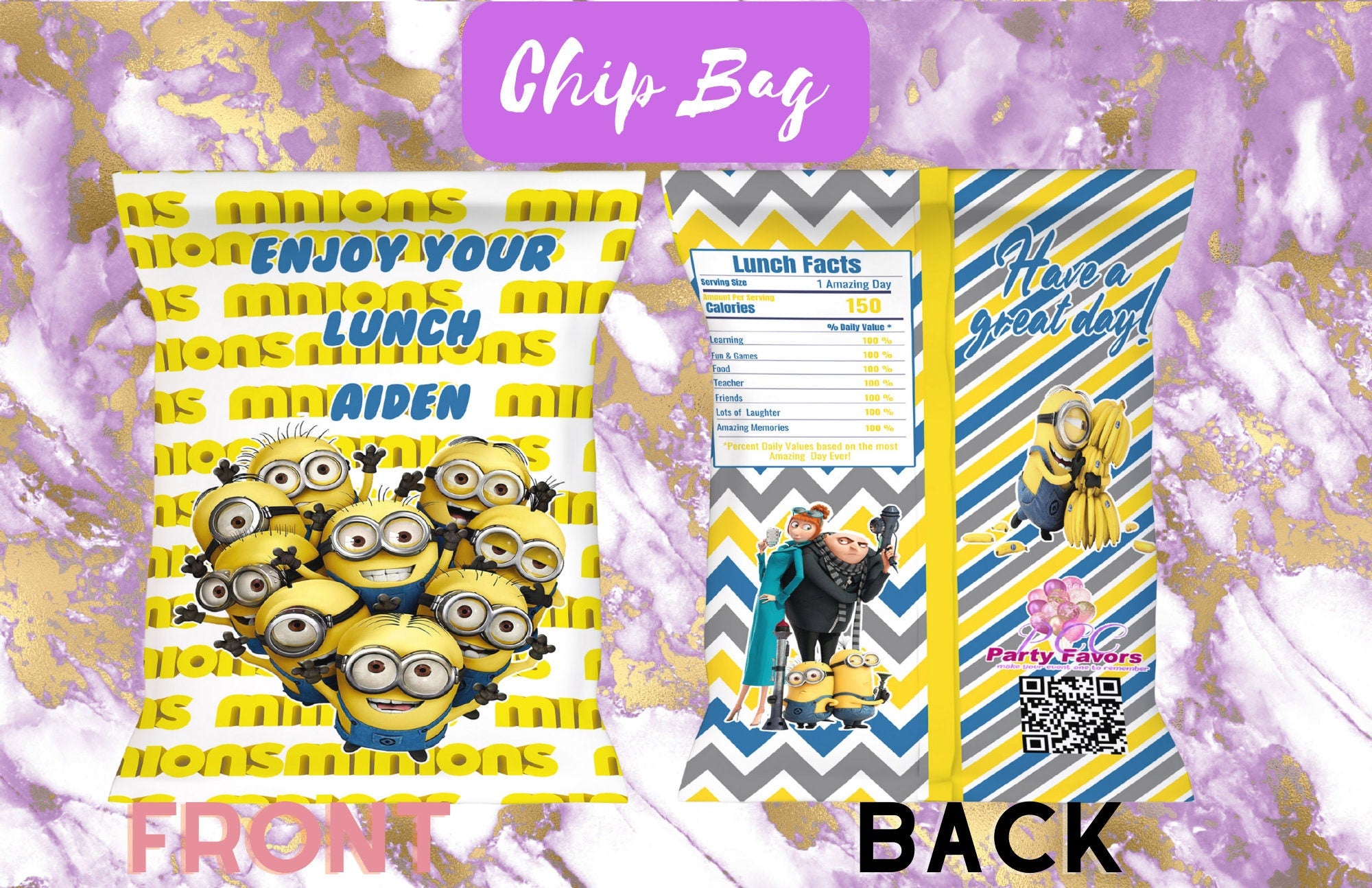 DIGITAL Minions Chip Bags/ Party Favor/ Birthday Chip Bag/ Minions Themed