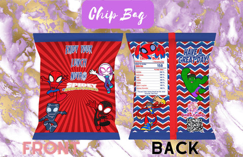 DIGITAL Spidey and Friends Chip Bags/ Party Favor/ Birthday Chip Bag/ Spidey and Friends Themed