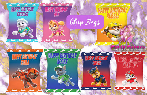 DIGITAL Paw Patrol Chip Bags/ Party Favor/ Birthday Party Favors/ Paw Patrol Themed