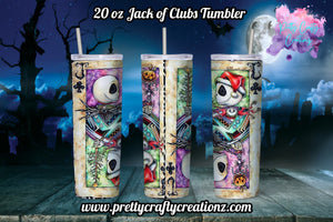 Jack of Clubs Skellington Inspired 20 ounce Tumbler| Halloween Themed Tumbler