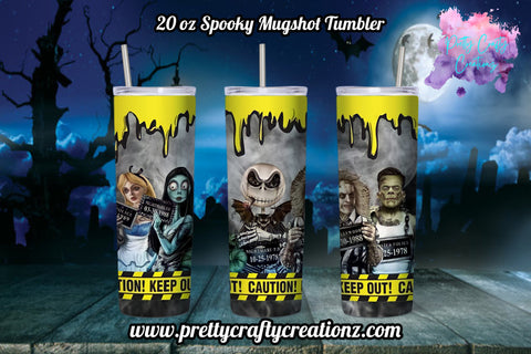 Spooky MUGSHOT Inspired 20 ounce Tumbler| Halloween Themed Tumbler