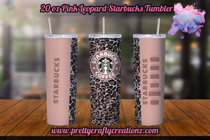 PInk Leopard Print Starbucks Inspired 20 ounce Tumbler
