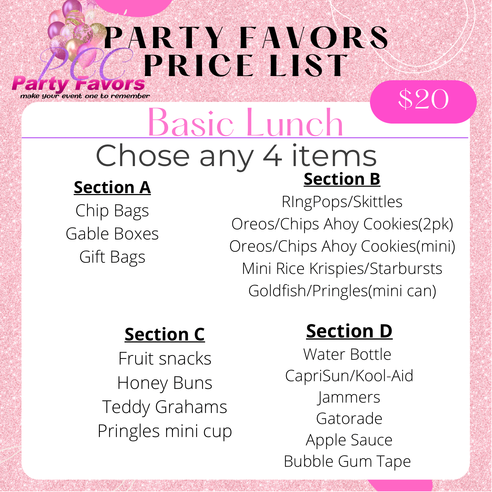 Lunch Favors Set (Filled) - Pretty Crafty Creationz