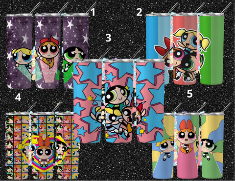 Power Puff Girls inspired Tumbler - Pretty Crafty Creationz