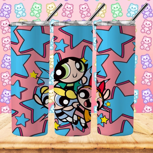 Power Puff Girls inspired Tumbler - Pretty Crafty Creationz