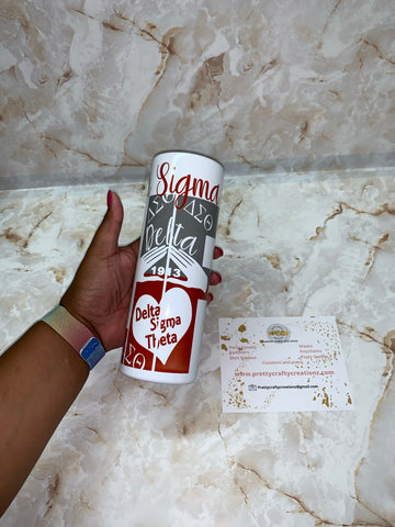 Sorority 20 ounce Skinny Tumbler - Pretty Crafty Creationz