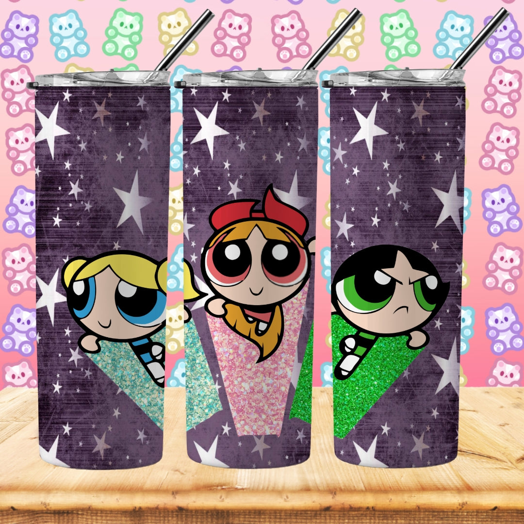 Power Puff Girls inspired Tumbler - Pretty Crafty Creationz