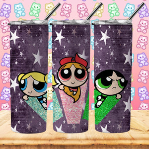 Power Puff Girls inspired Tumbler - Pretty Crafty Creationz