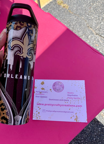 Leopard Print New Orleans Saints Inspired Tumbler - Pretty Crafty Creationz