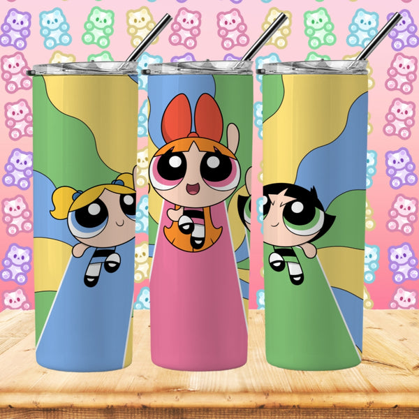 Power Puff Girls inspired Tumbler - Pretty Crafty Creationz