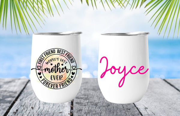 Personalized Mother Wine Tumbler | Wine Glass | Stemless Wine Tumbler | Gift For Mom - Pretty Crafty Creationz