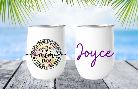 Personalized Mother Wine Tumbler | Wine Glass | Stemless Wine Tumbler | Gift For Mom - Pretty Crafty Creationz